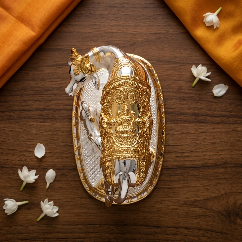 Luxury Kamdhenu Cow and Calf Showpiece