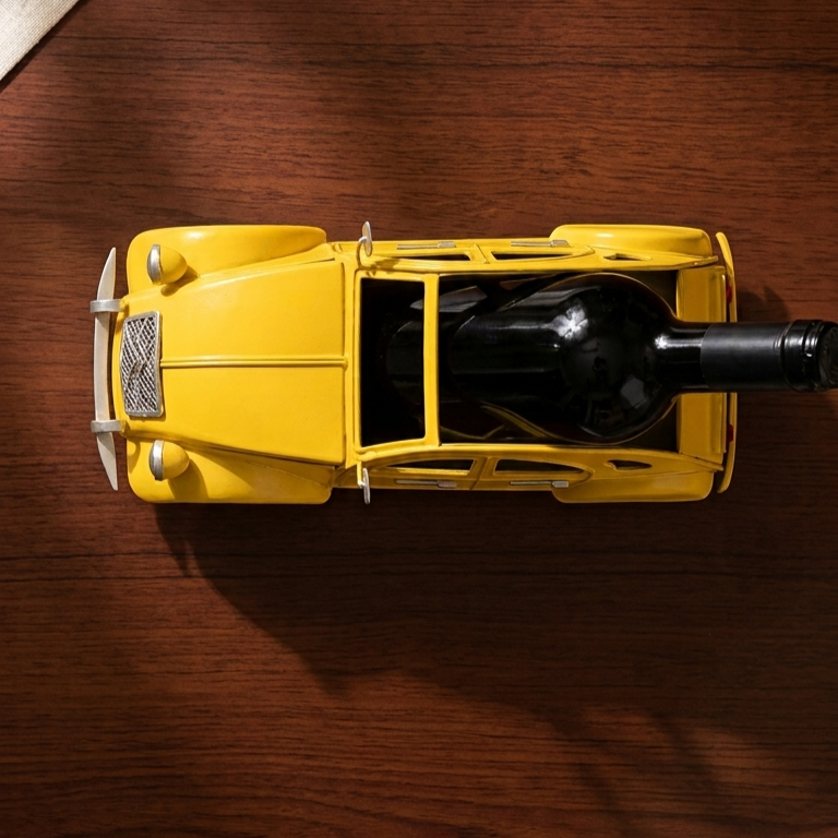 Decorative vintage automobile wine bottle holder for luxury gifting