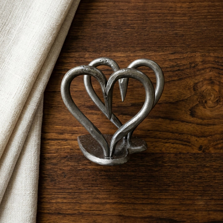 Elegant Silver Finish Triple Heart Showpiece for anniversary gifting