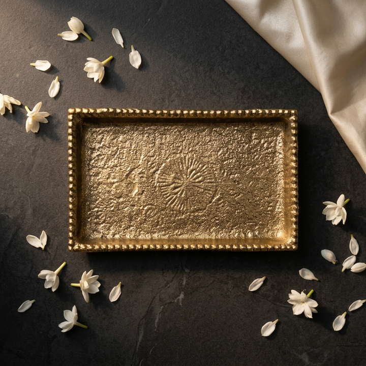Handcrafted Antique Gold Decorative Tray