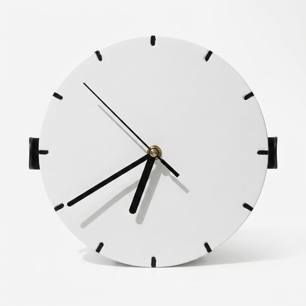 Minimalist designer wall clock with ivory dial and black hands