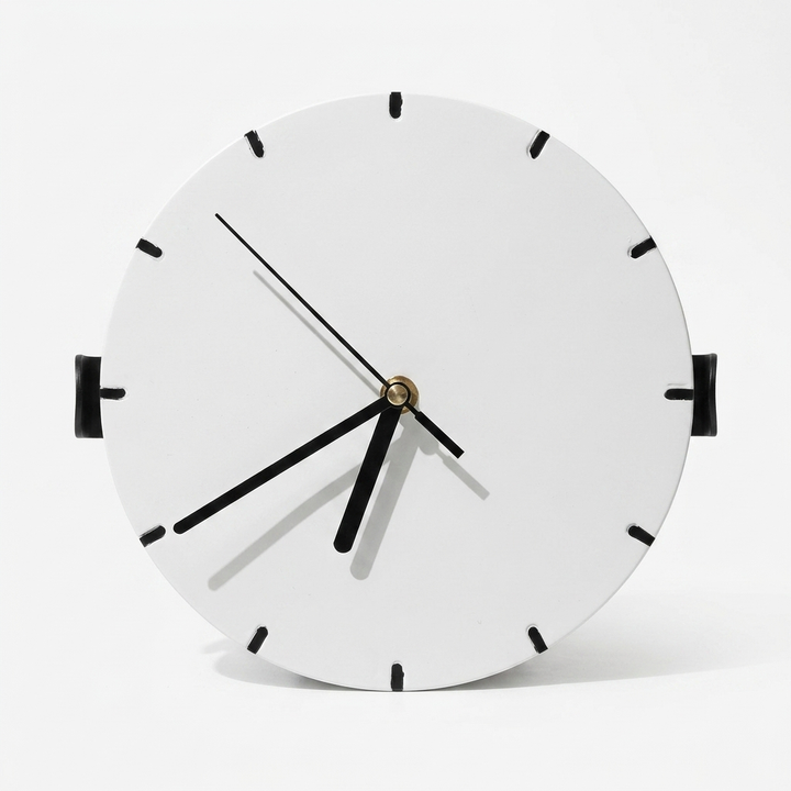 Minimalist designer wall clock with ivory dial and black hands