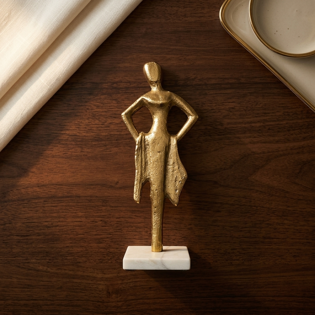 Luxury golden female sculpture for gifting and home styling