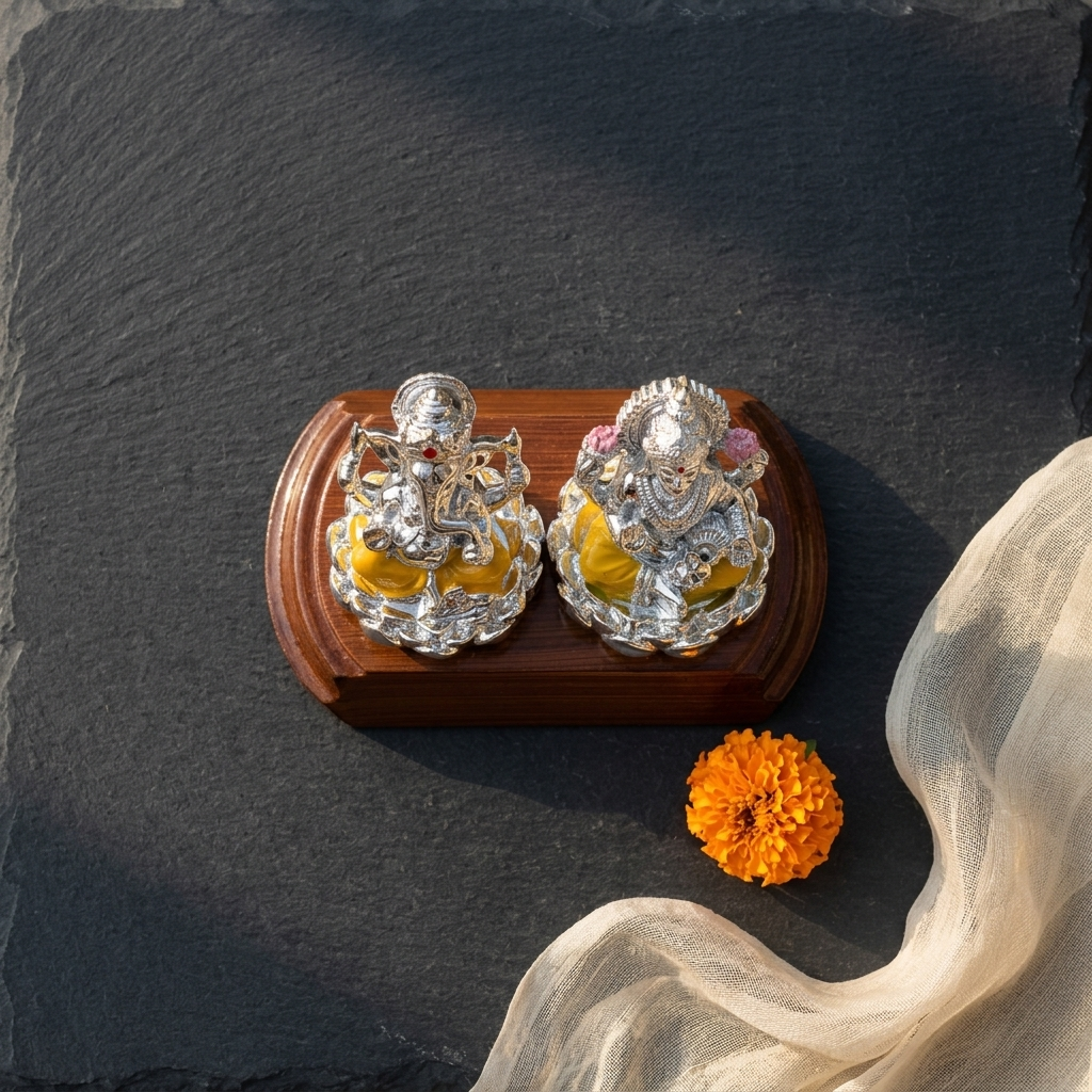 Premium Lakshmi Ganesha Idol Pair for home and pooja decor
