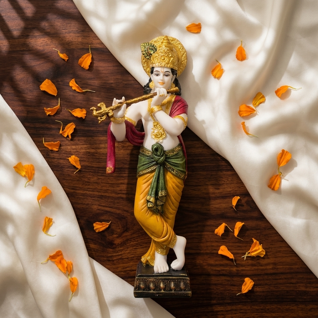 Decorative Krishna flute idol for pooja room and gifting