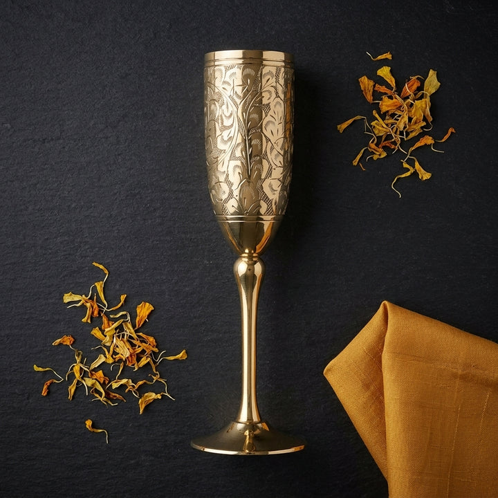 Premium engraved brass champagne flute for luxury gifting