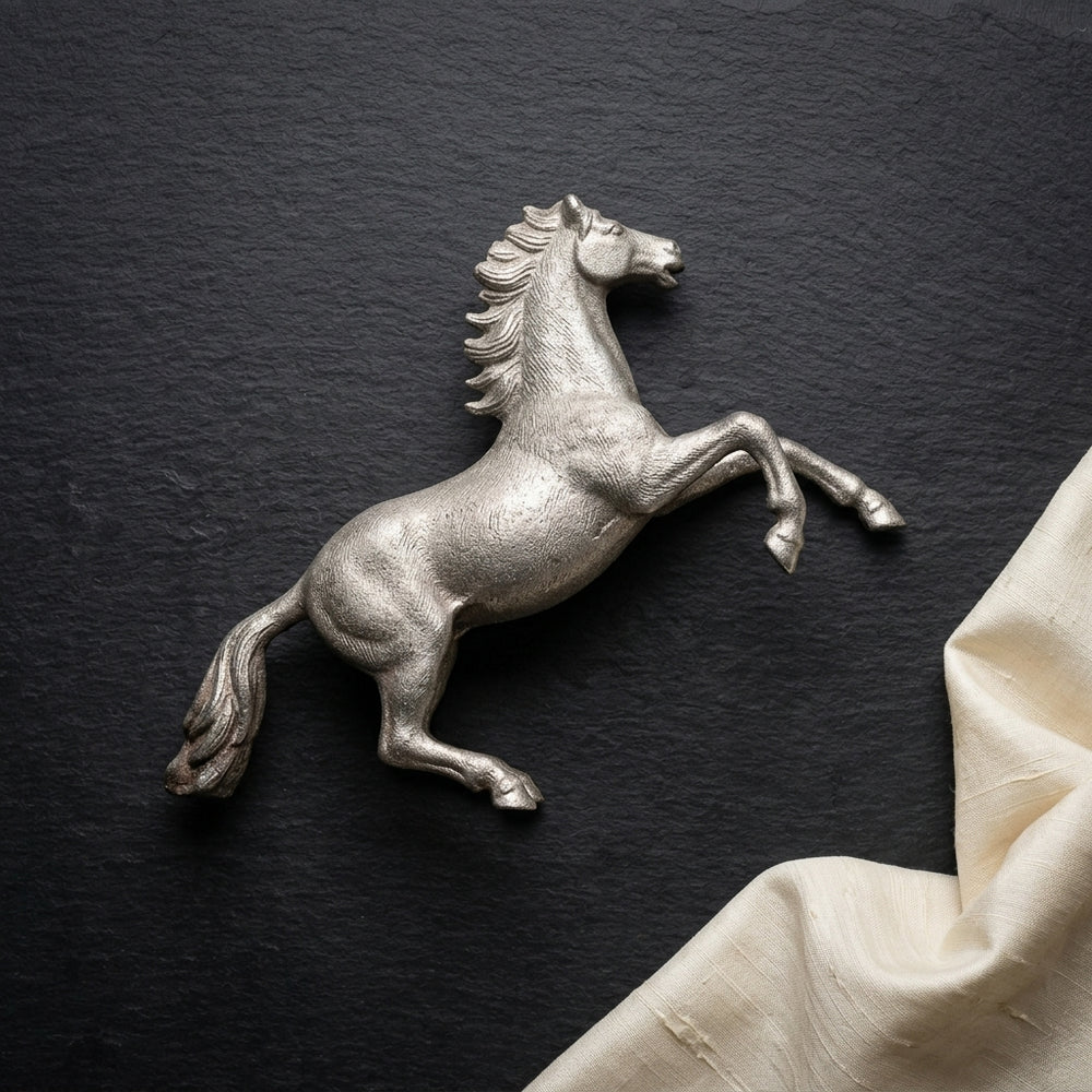 Premium Silver Rearing Horse Showpiece for living room