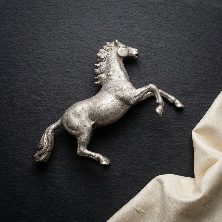 Premium Silver Rearing Horse Showpiece for living room