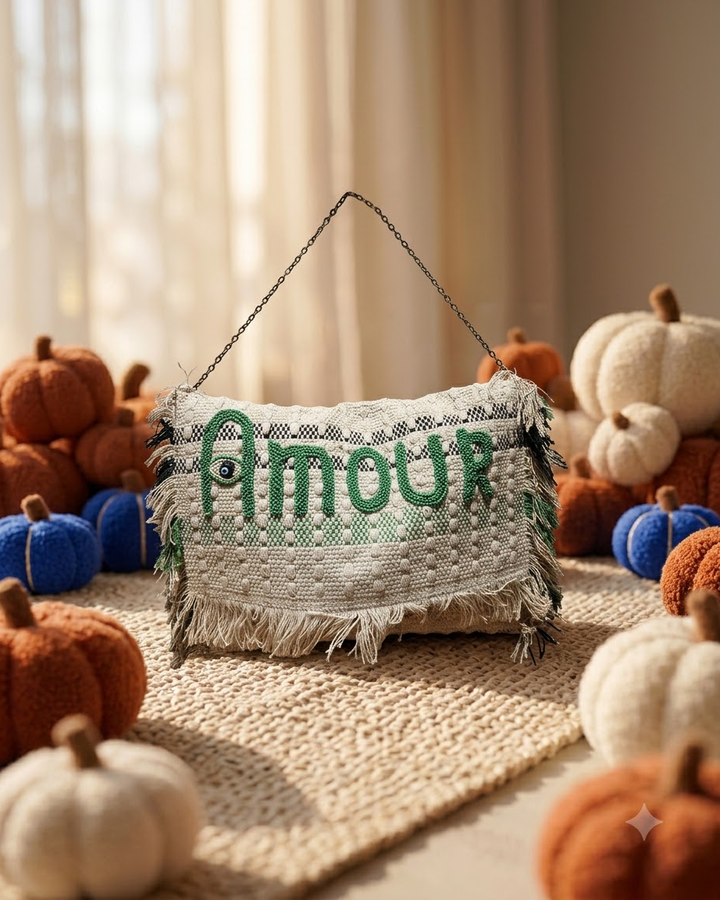 AMOUR Sling Bag with Green Embroidery
