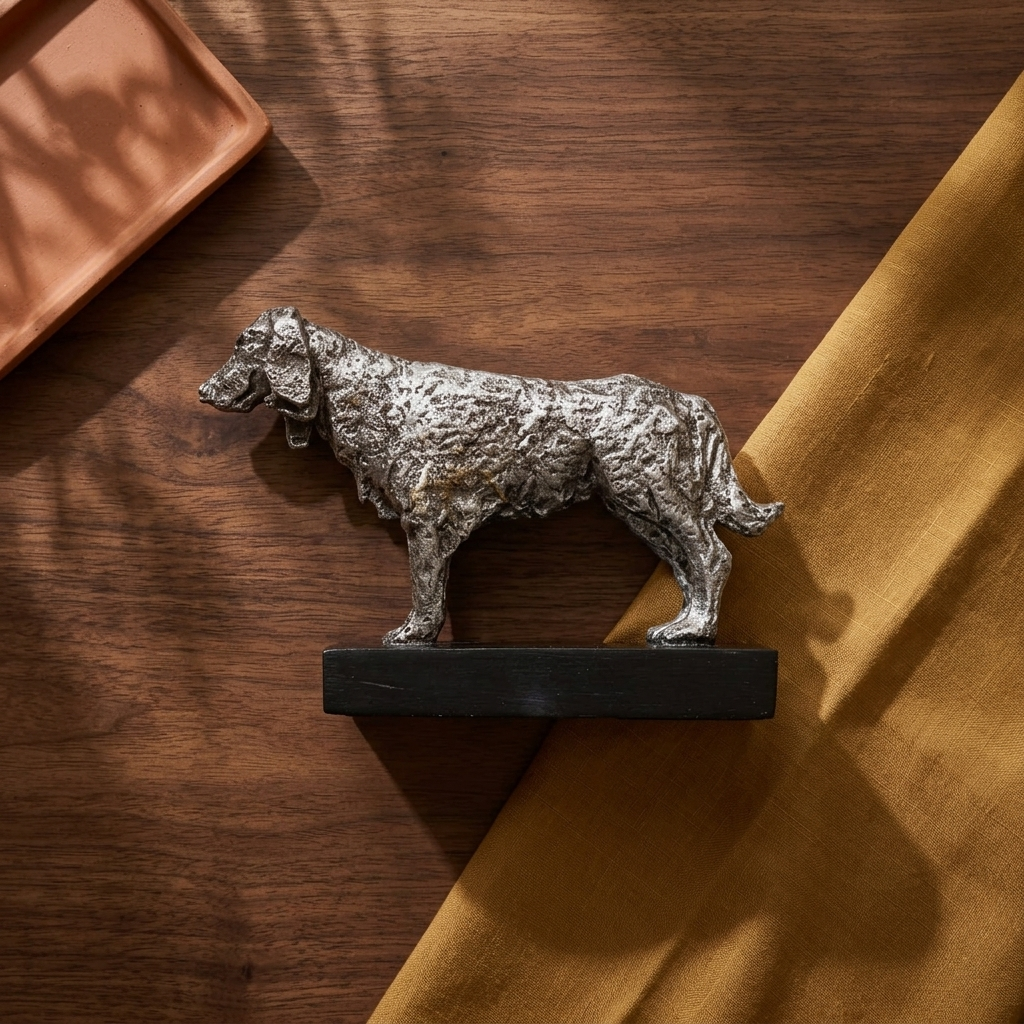 Black &amp; Silver Dog Sculpture Showpiece