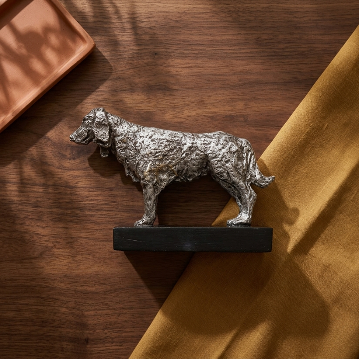 Black &amp; Silver Dog Sculpture Showpiece