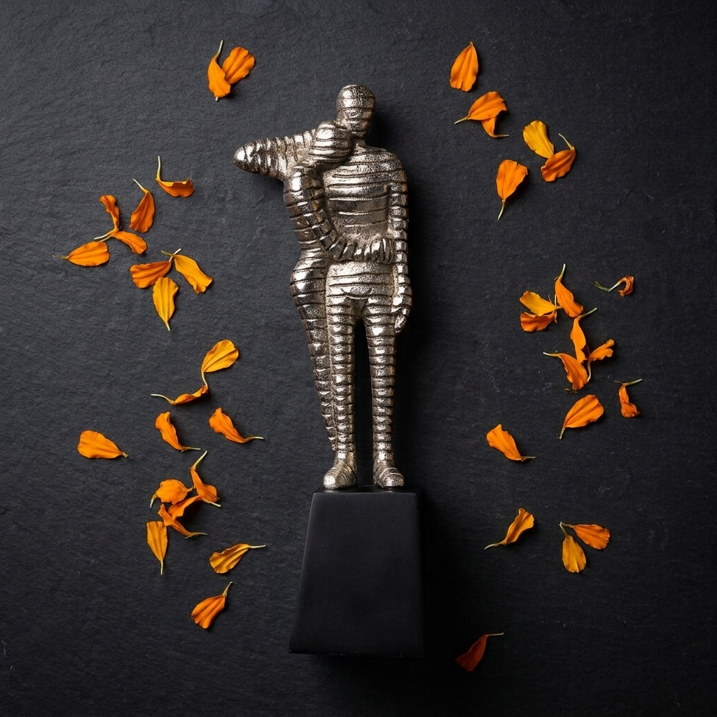 Abstract Silver Human Sculpture