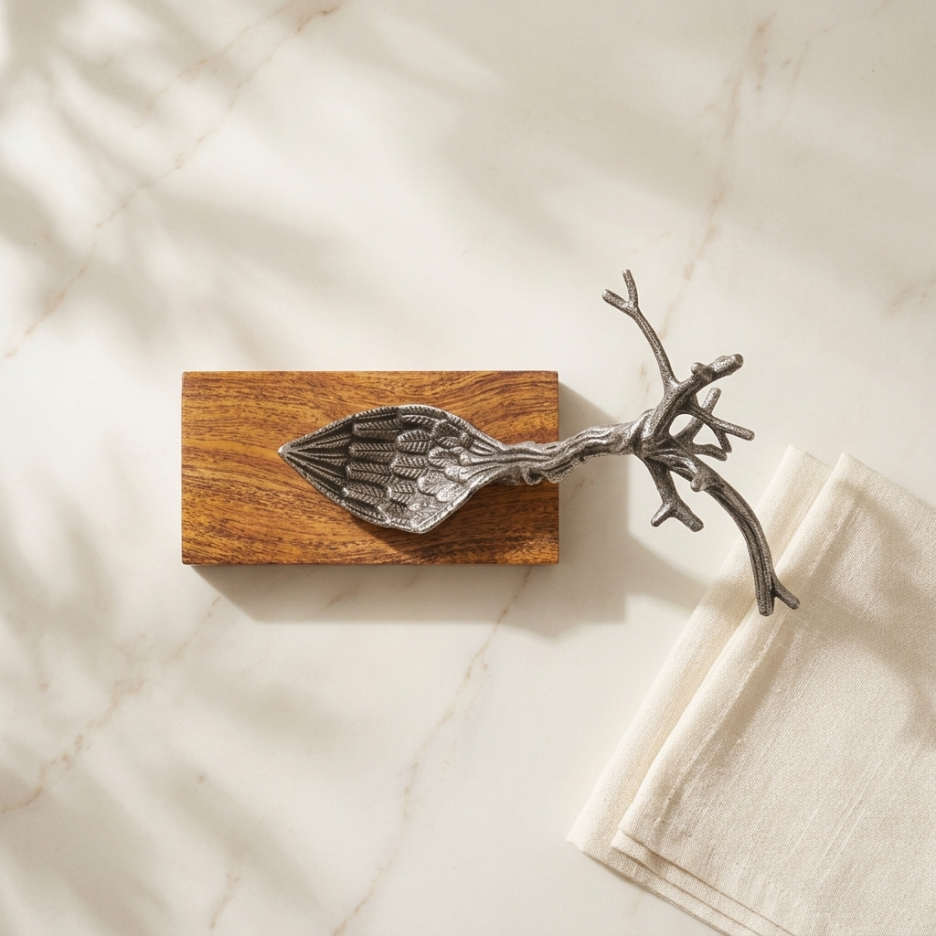 Handcrafted Black Tree Sculpture with Wooden Base