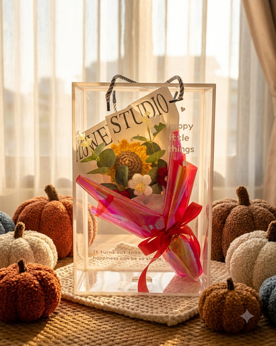 Crochet Sunflower Bouquet Gift Box