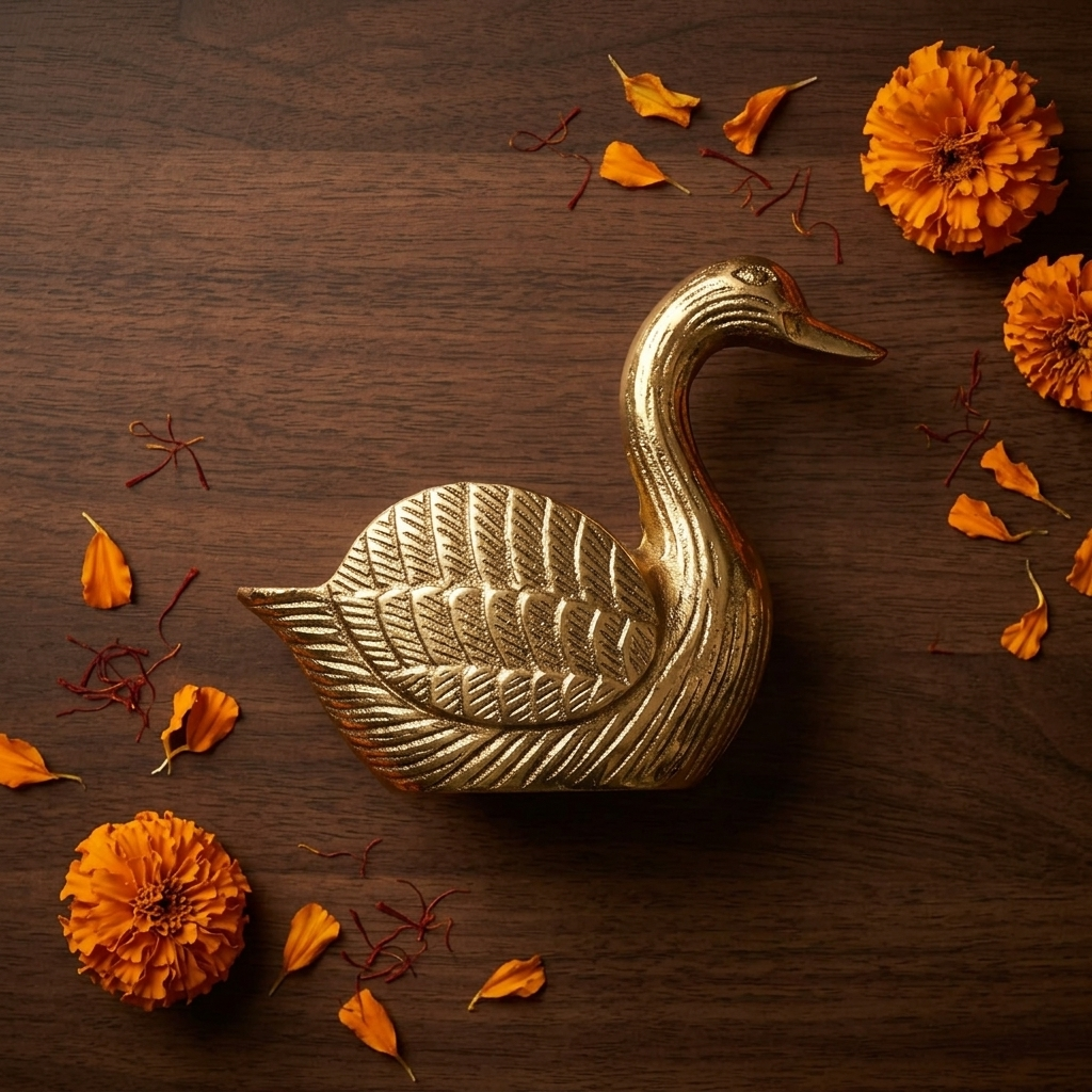 Handcrafted Black Gold Swan Showpiece
