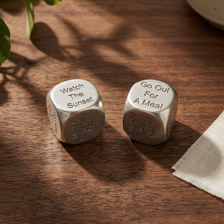 Date Night Decision Dice for Couples with premium silver finish