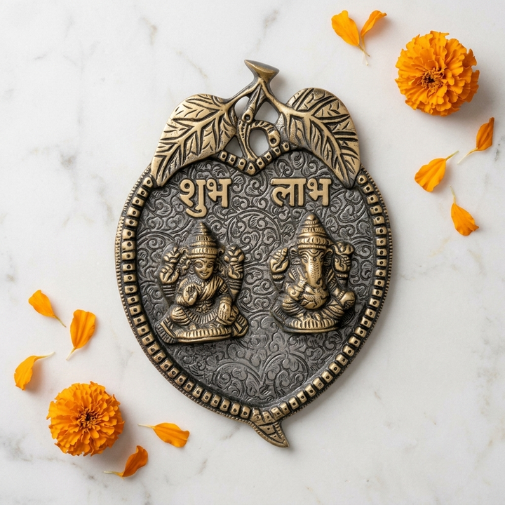 Premium Lakshmi Ganesh Shubh Labh Wall Hanging with ornate traditional detailing