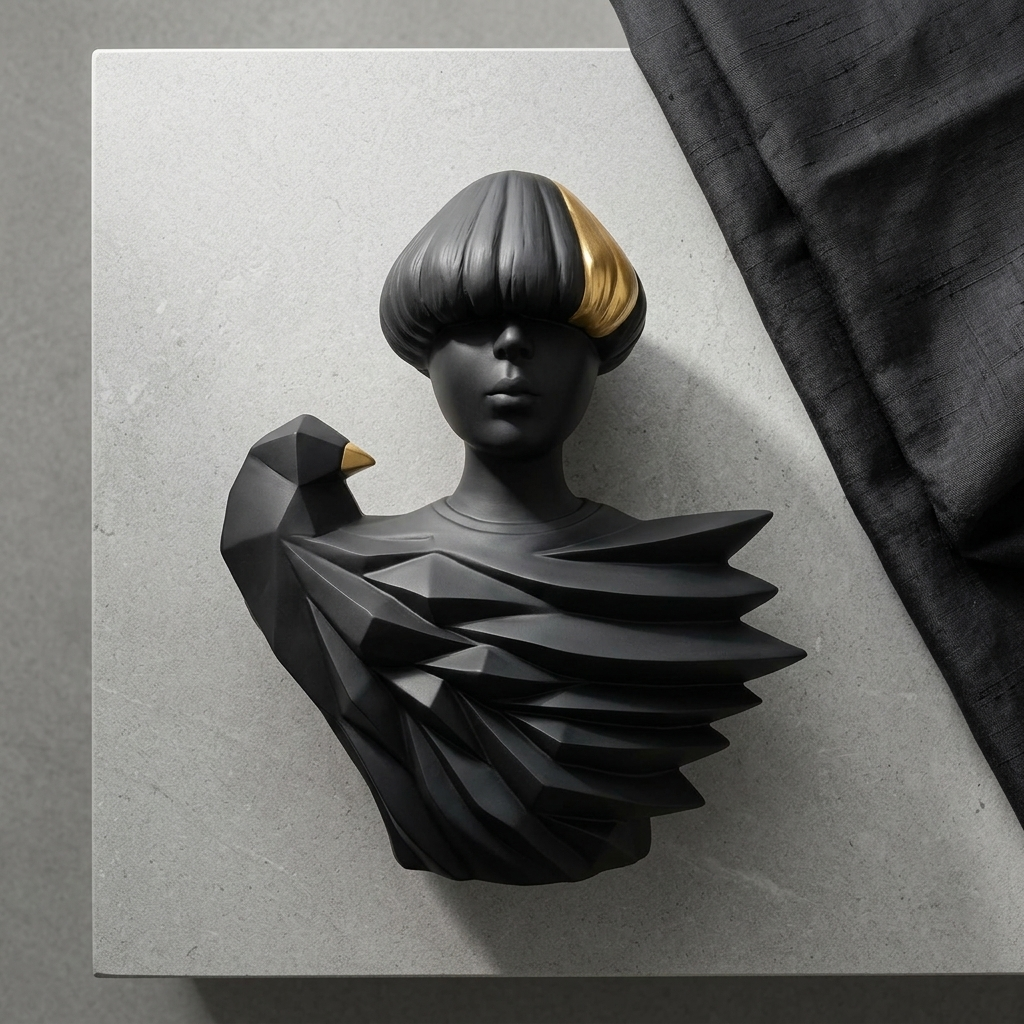 Black Gold Abstract Lady Sculpture