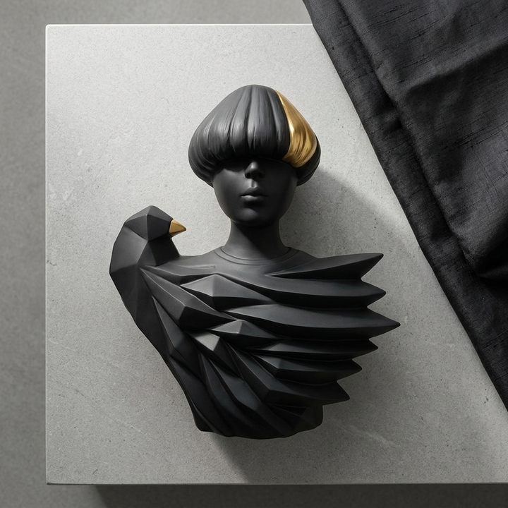 Black Gold Abstract Lady Sculpture