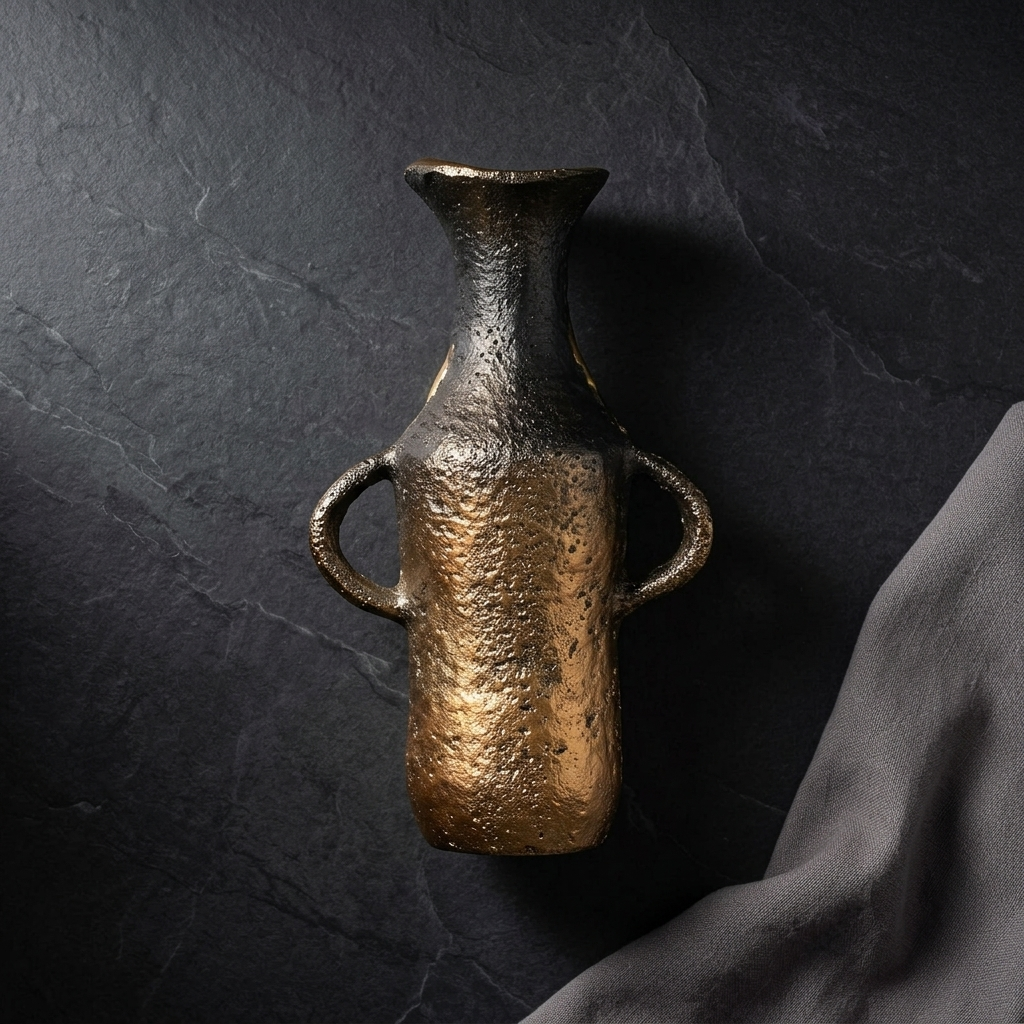 Black Gold Metal Vase