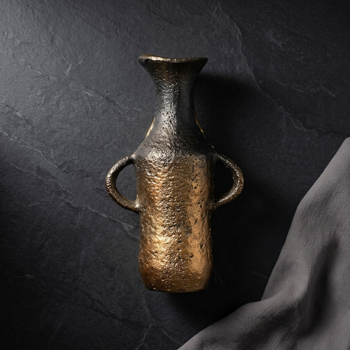 Black Gold Metal Vase