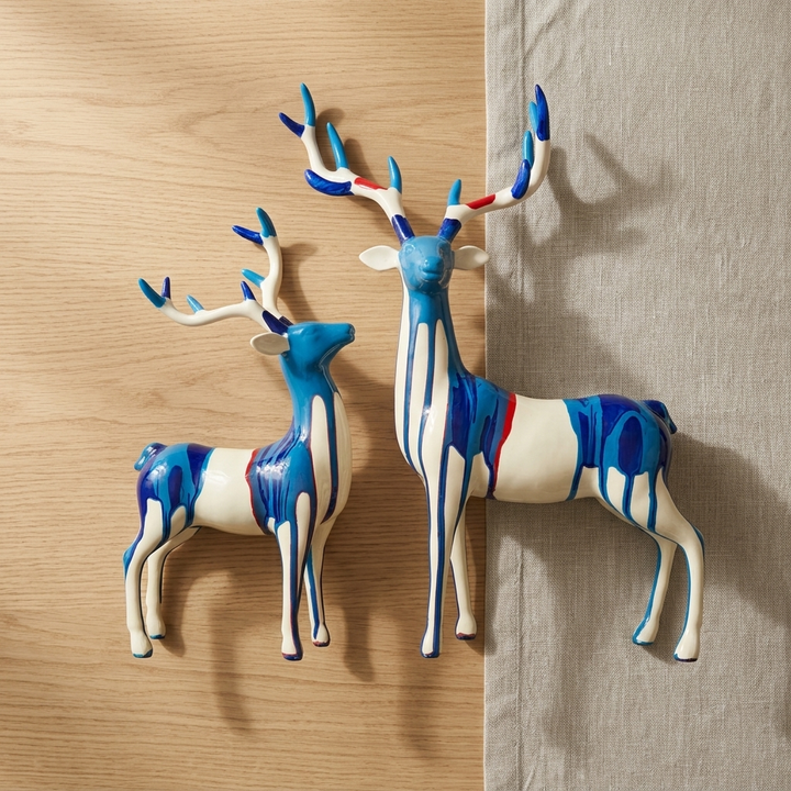 Artistic Blue Deer Showpiece Pair