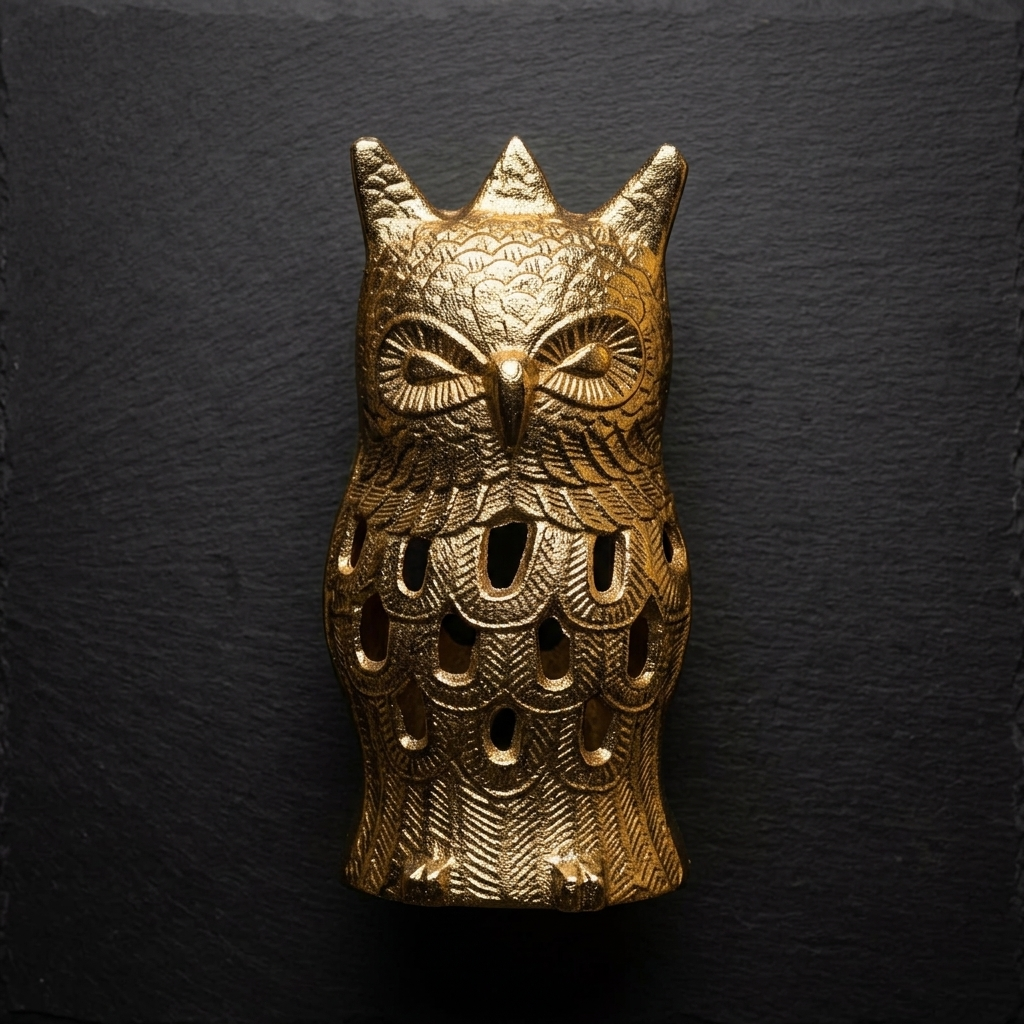Handcrafted Black Gold Owl Showpiece