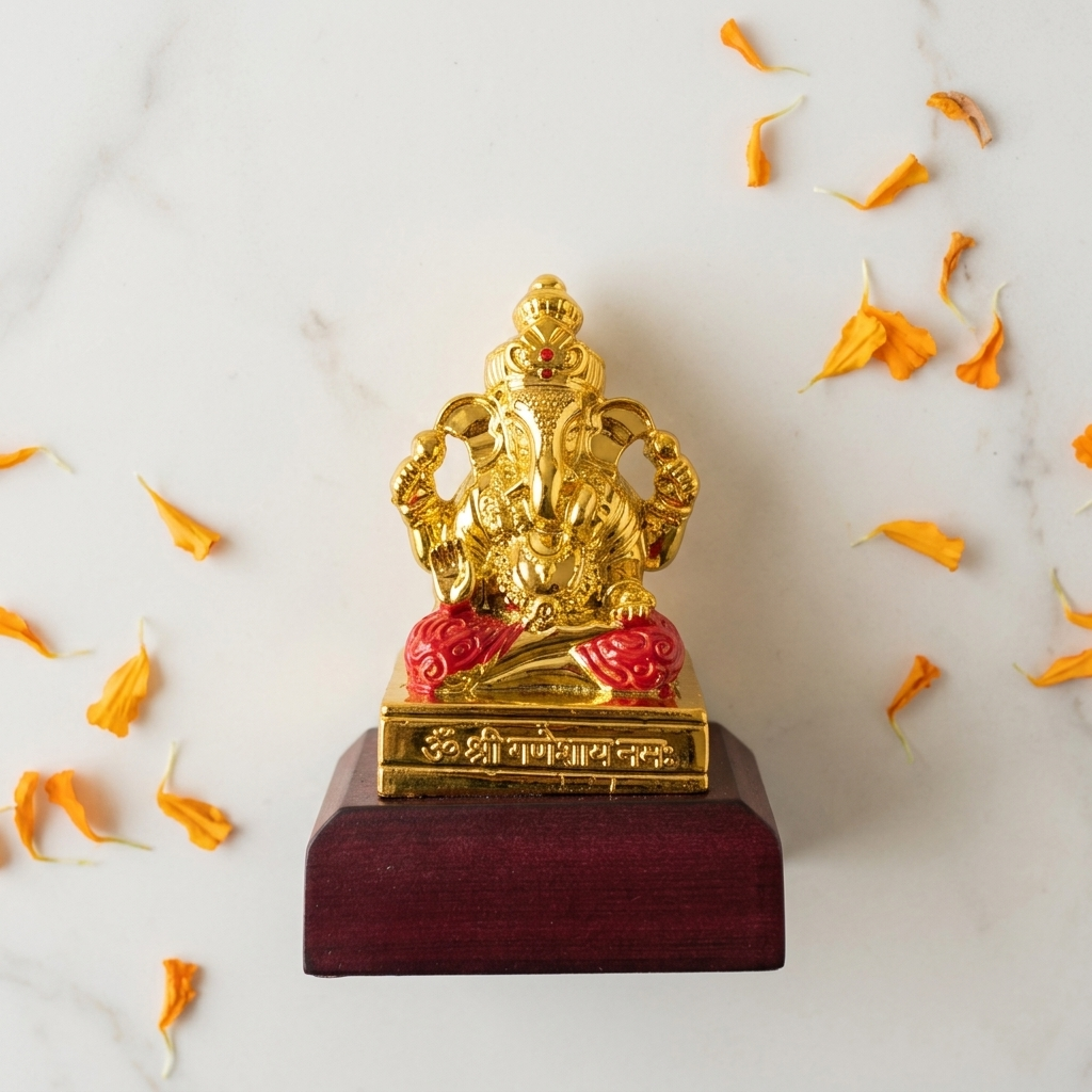 Elegant Premium Golden Ganesha Idol for living room and pooja space