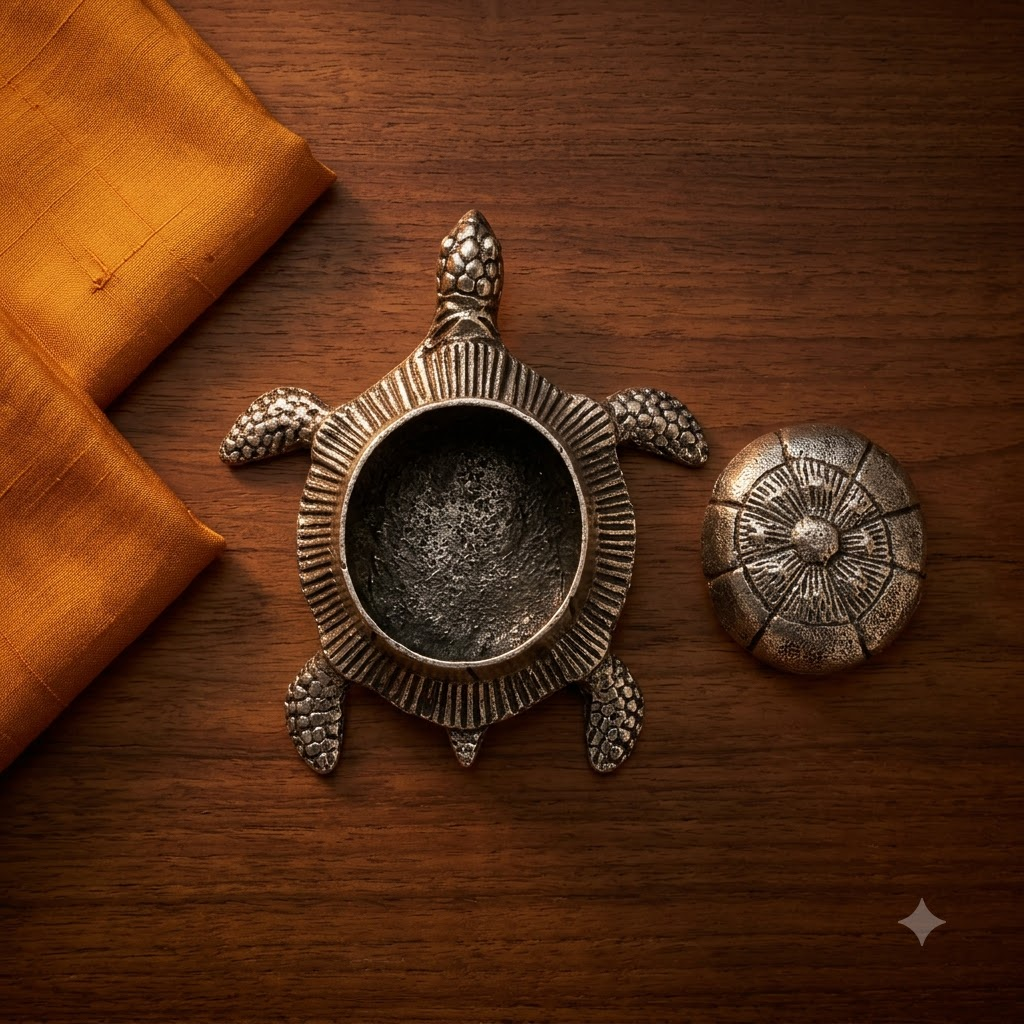 Antique Metal Turtle Candle Holder with Detachable Shell Lid