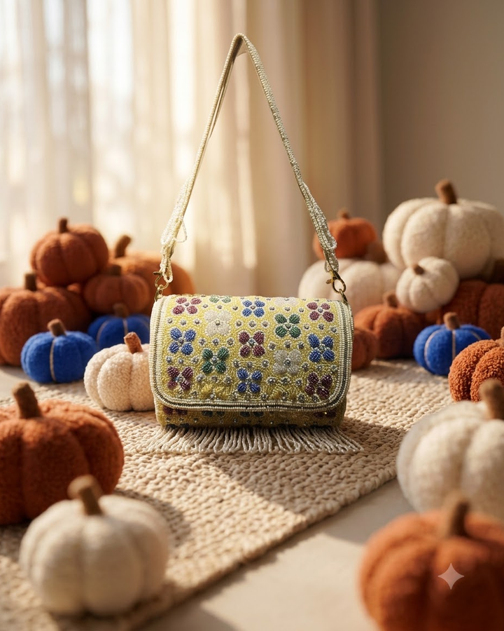 Floral Beaded Sling Bag