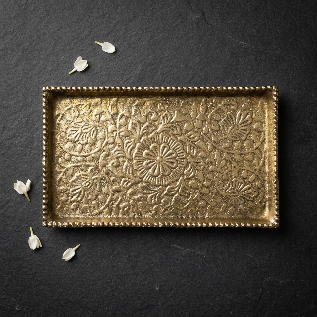 Handcrafted Antique Gold Decorative Tray