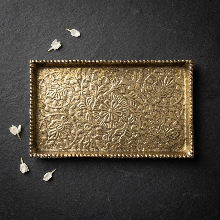 Handcrafted Antique Gold Decorative Tray