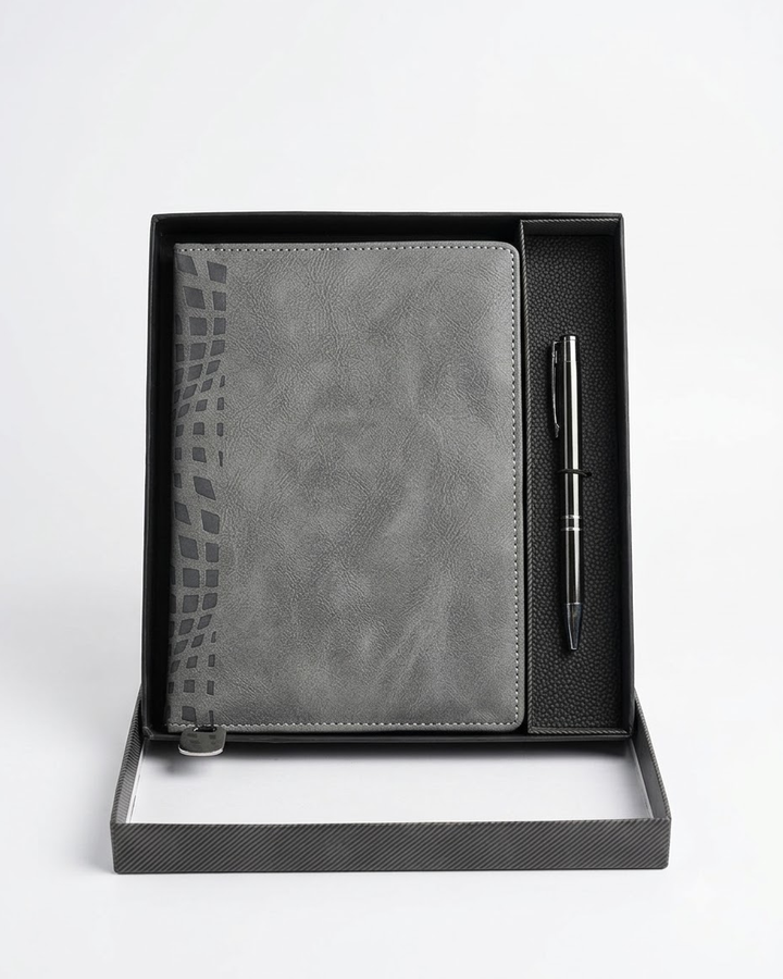 Grey Notebook and Pen Gift Set