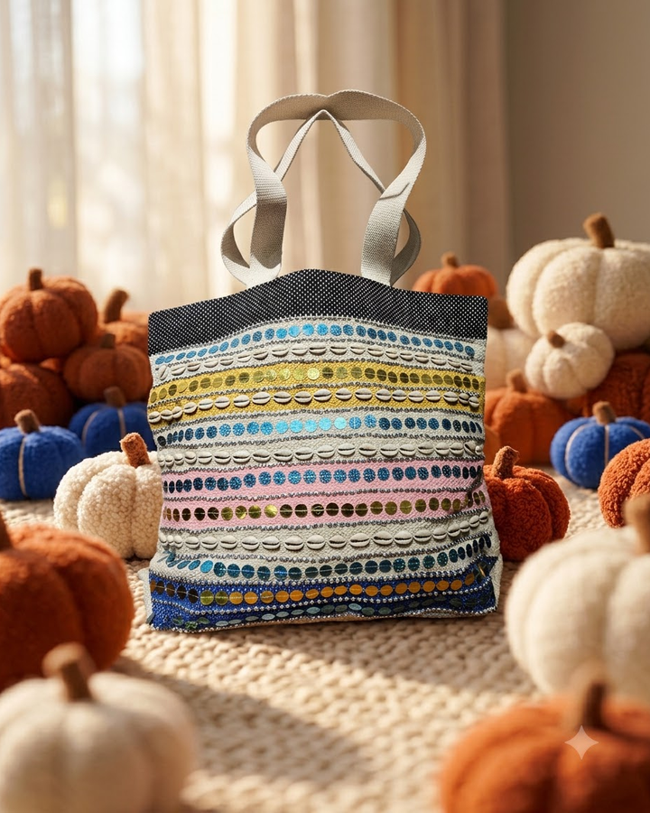 Tote Bag with Cowrie Shell Detailing
