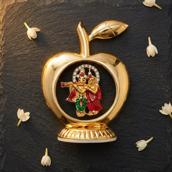 Radha Krishna Apple Table Decor with premium gold finish for home décor