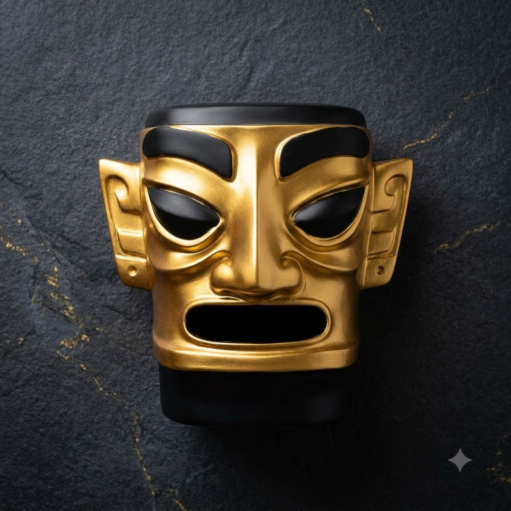 Gold &amp; Black Face Planter Pot