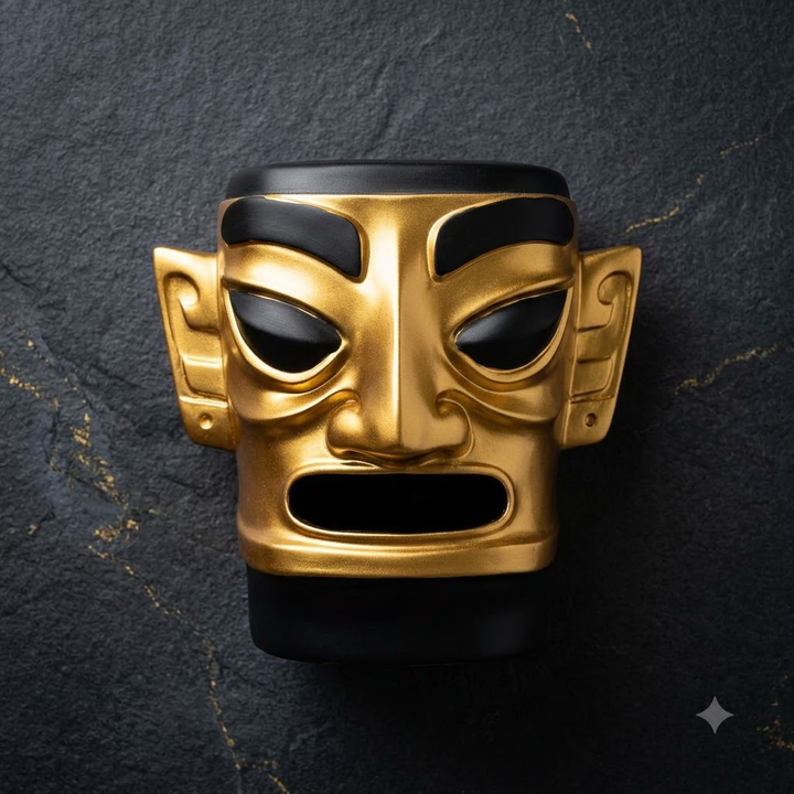 Gold &amp; Black Face Planter Pot