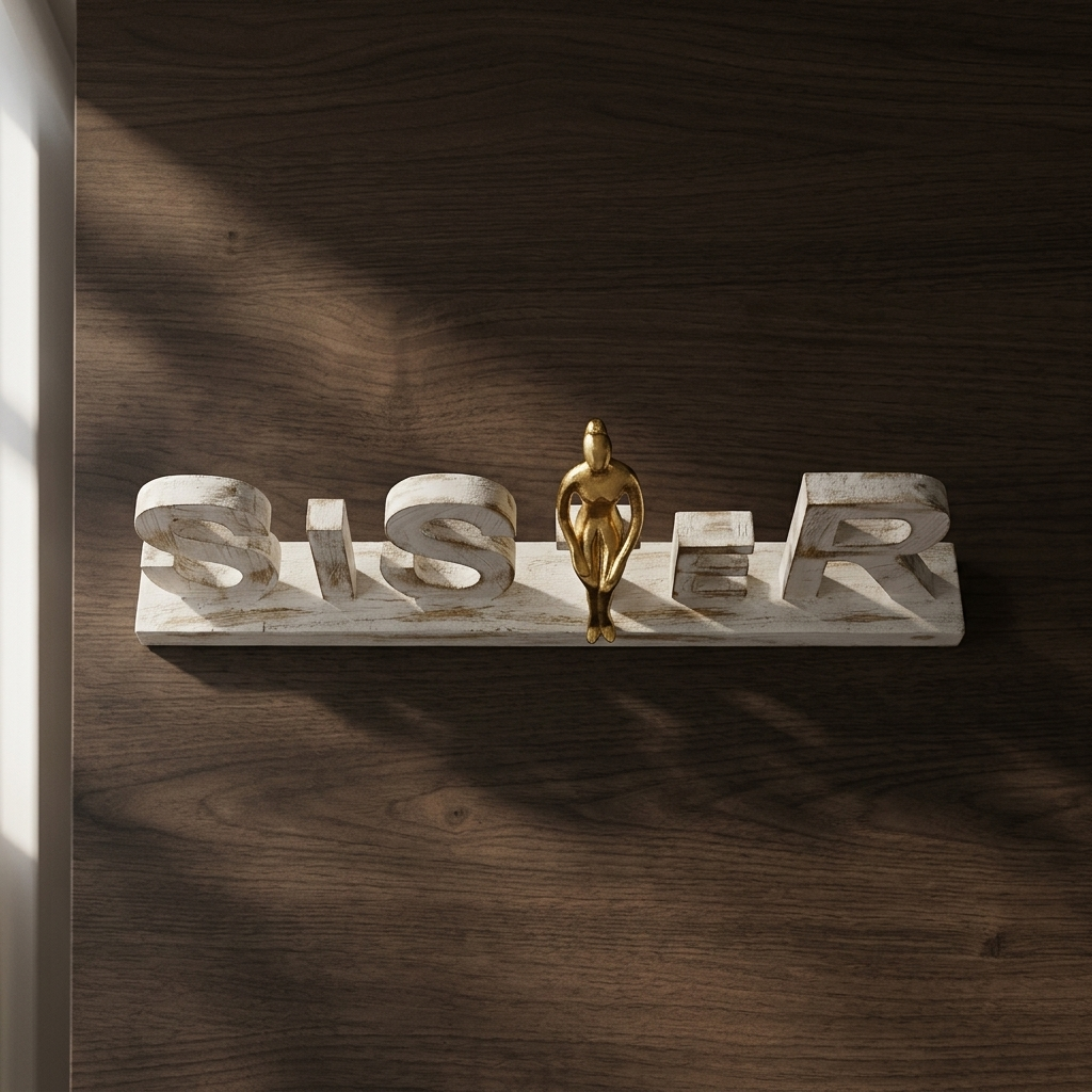 SISTER tabletop decor with graceful golden figure for her