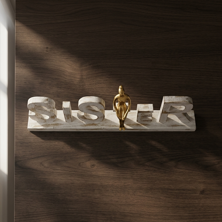 SISTER tabletop decor with graceful golden figure for her
