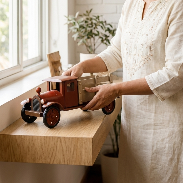 Premium vintage wooden truck décor collectible handcrafted decorative vehicle showpiece for elegant home decoration