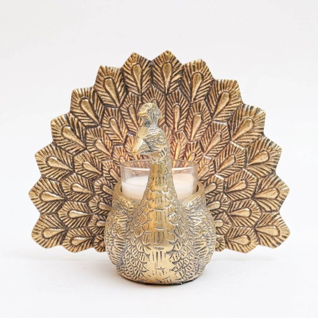 Peacock tea light candle holder for luxury home décor