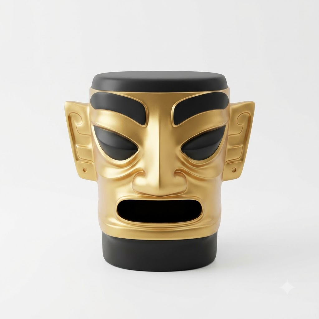 Gold &amp; Black Face Planter Pot