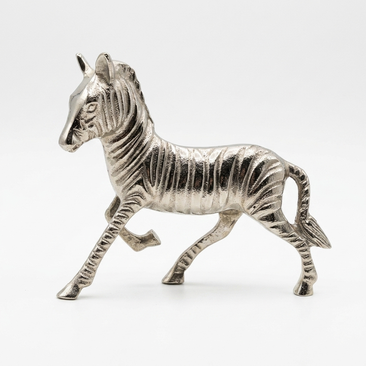 Luxury silver horse showpiece with striped galloping design