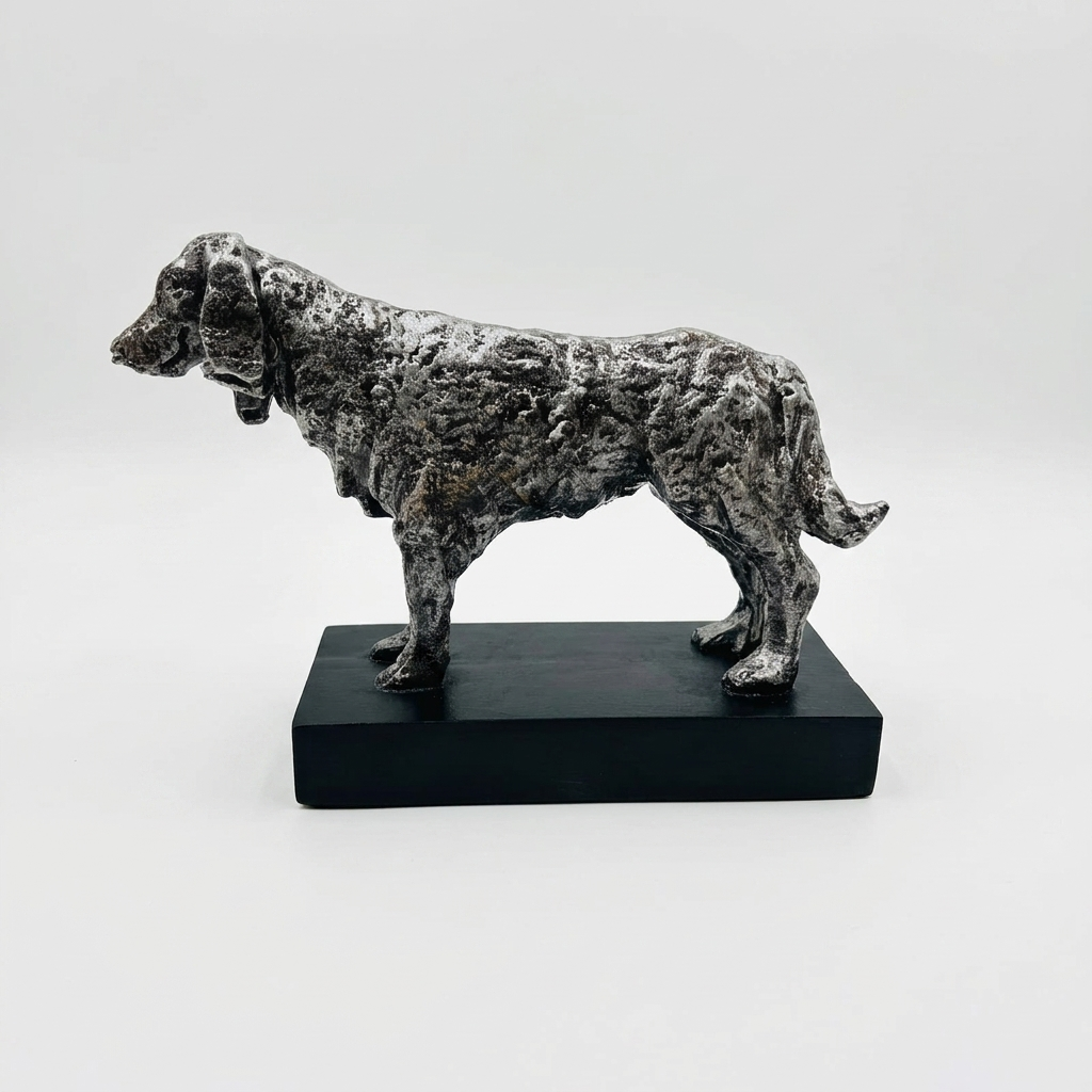Black &amp; Silver Dog Sculpture Showpiece