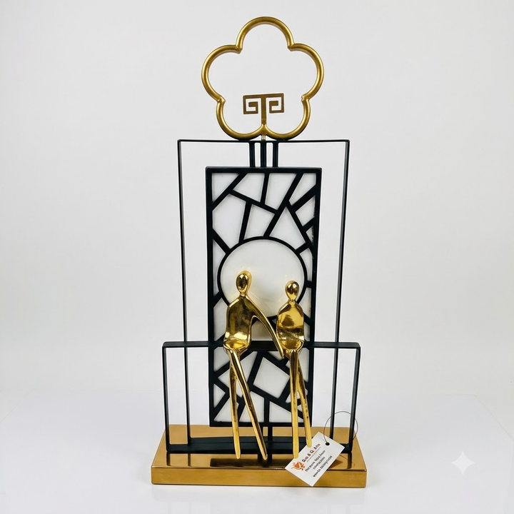 Modern Couple Decorative Showpiece with Gold &amp; Black Frame