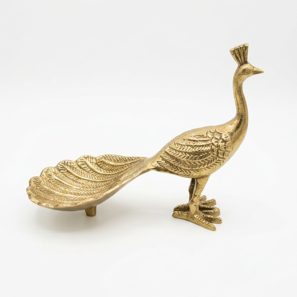 Premium peacock key holder with decorative tail tray