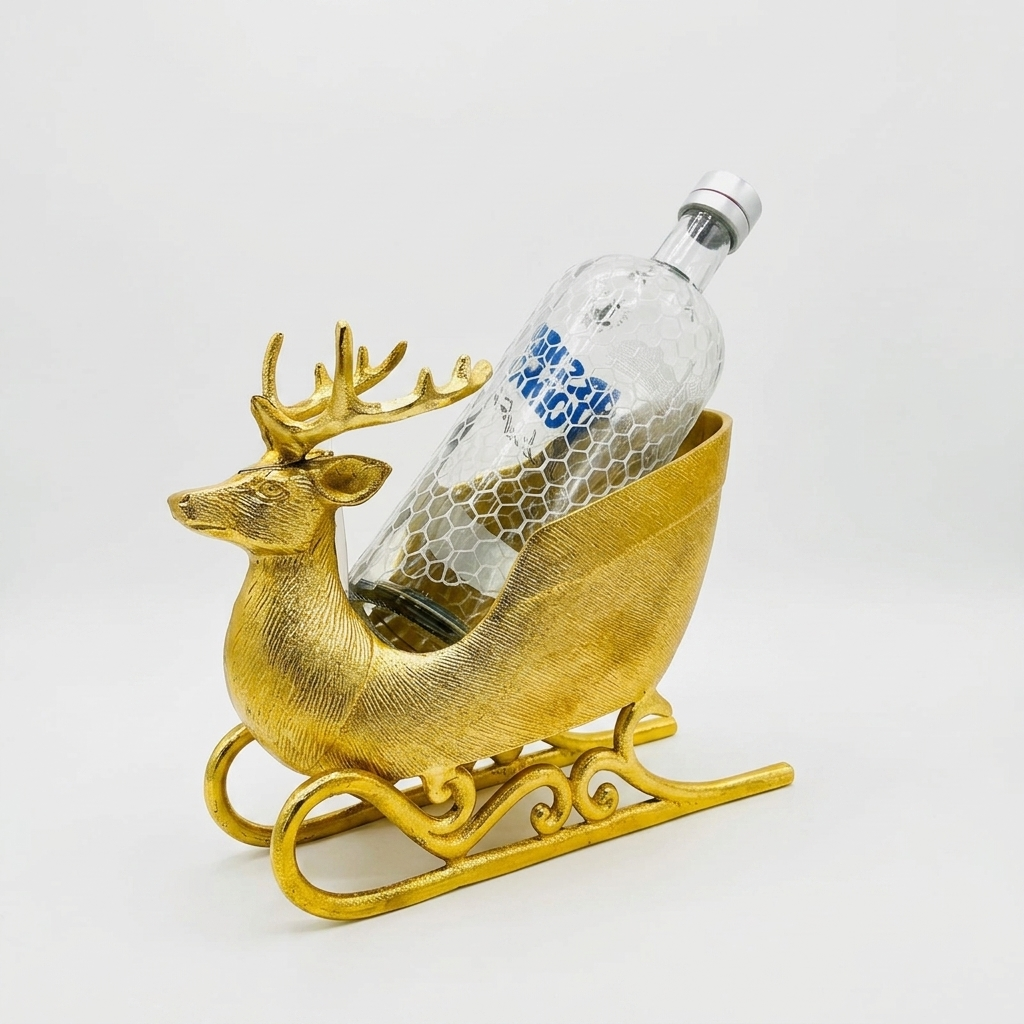 Gold Deer Bottle Holder Showpiece