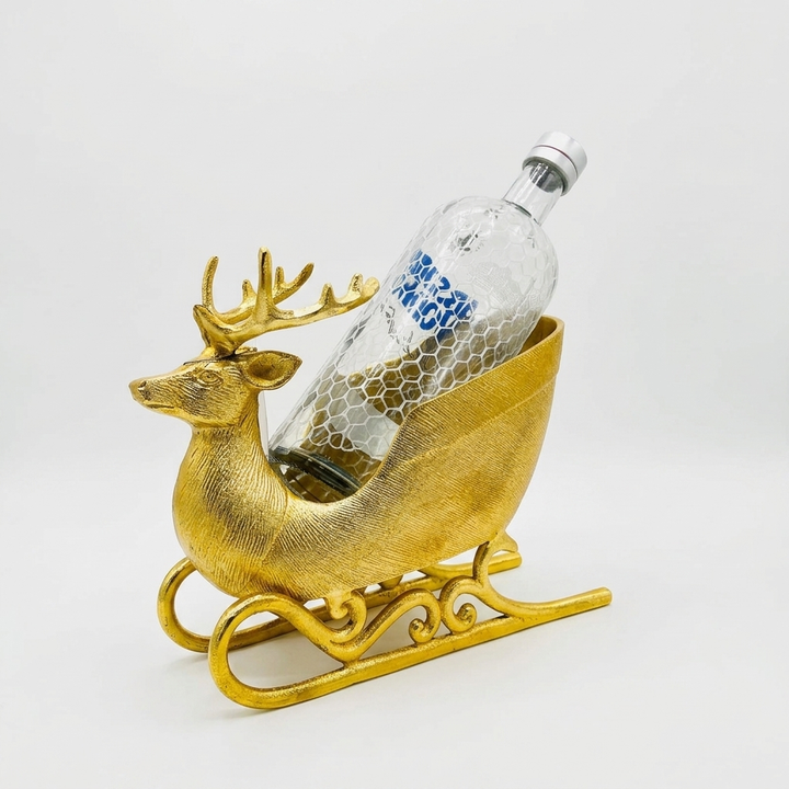 Gold Deer Bottle Holder Showpiece