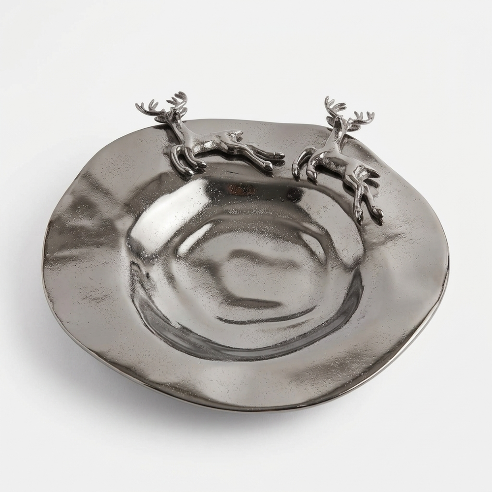 Deer decorative plate for home decor with twin deer design