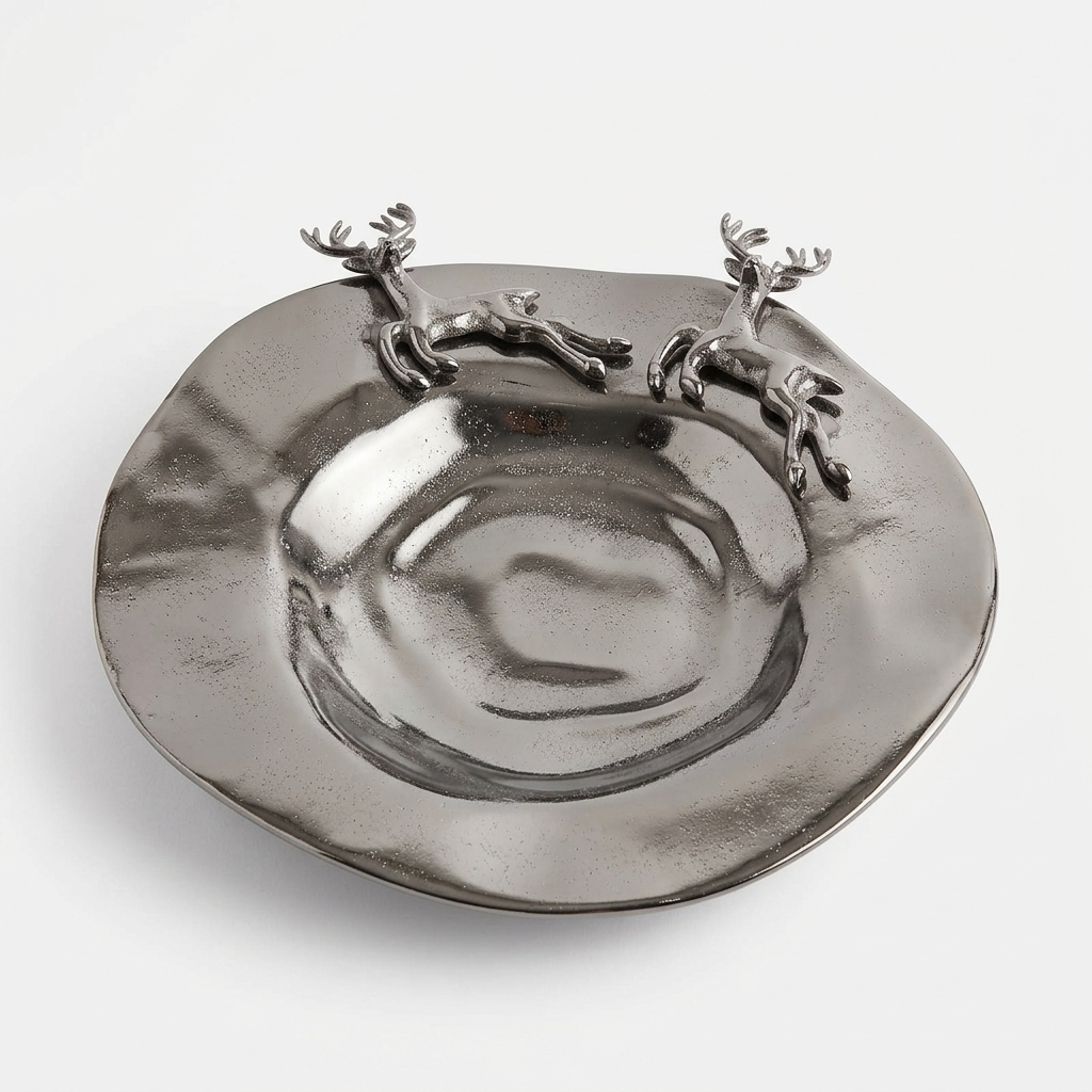 Deer decorative plate for home decor with twin deer design